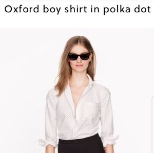 J Crew oxford boy shirt in polka dot sz 12